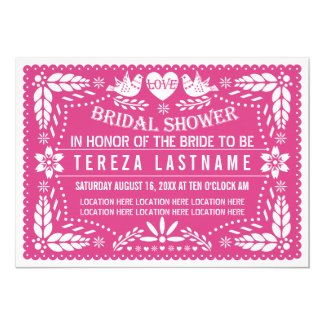 Papel picado lovebirds pink wedding bridal shower