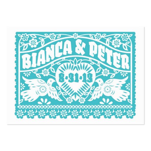 Papel Picado Lovebirds Wedding Banners Info Card Business Card (front side)