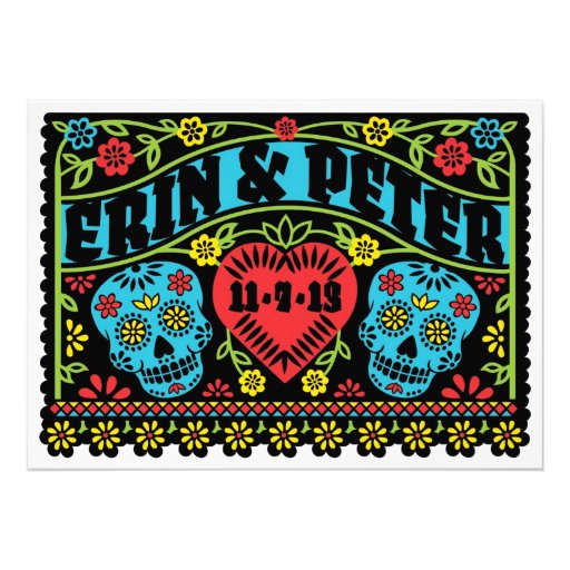 Papel Picado Style Skulls Invite