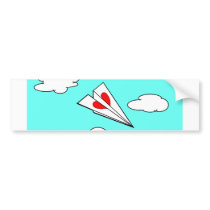 Paper Airplane with Heart Bumper Stickers