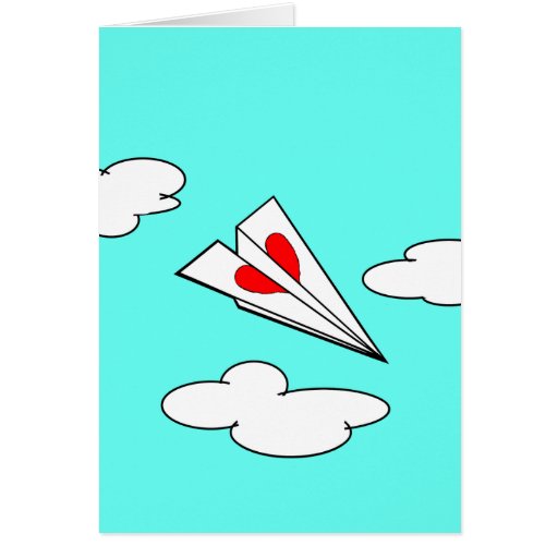 Paper Airplane with Heart Card | Zazzle