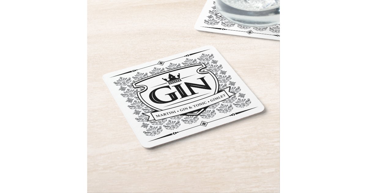 Paper Bar Coasters Gin Square Paper Coaster Zazzle