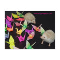 paper crane hedgehog postcard