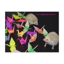 paper crane hedgehog postcard by hedgehogworld paper crane hedgehog postcard