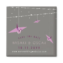 Paper Cranes & Fairy Lights Save The Date Magnet
