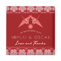 Paper Cranes + Sakura Pattern Save The Date Magnet
