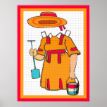 Paper Doll Beach Costume Print