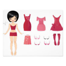 Paper doll cut personalized invitations