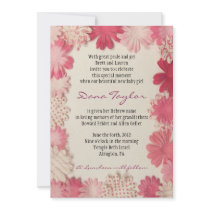 Paper Flowers Jewish Baby Naming Invitation Hebrew