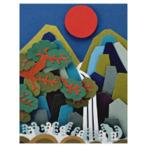 Paper illustration, sun and mountain flyers