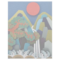 Paper illustration, sun and mountain letterhead design
