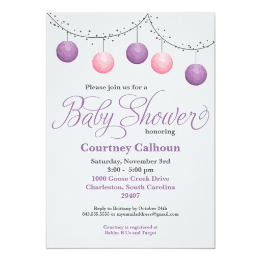 Paper Lantern Baby Shower Card Zazzle