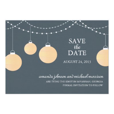 Paper Lantern Wedding Save the Date Custom Invites
