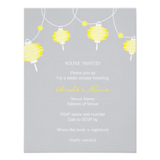 Paper Lantern Wedding Shower (Linen Paper) Invite