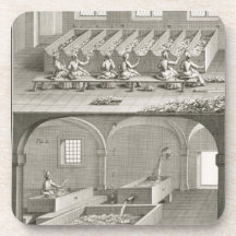 Paper making, from the 'Encyclopedie des Sciences Drink Coasters