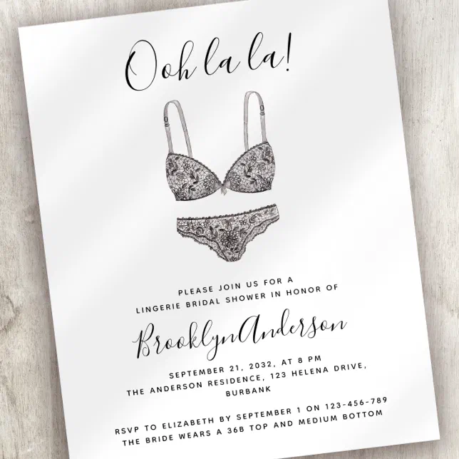 Paper Ooh La La Lingerie Shower Invitation Zazzle