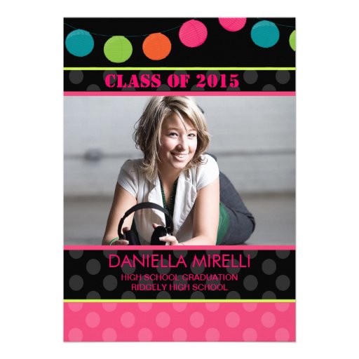 Paper Party Lights Photo Graduation Invitation (front side)
