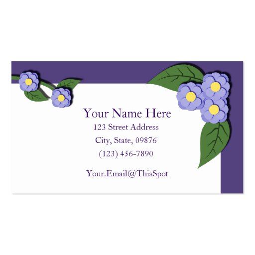 Paper-Pieced Violet Floral Business Card (back side)