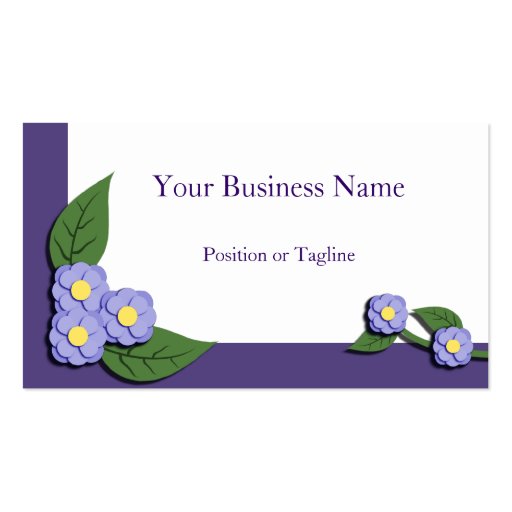 Paper-Pieced Violet Floral Business Card (front side)
