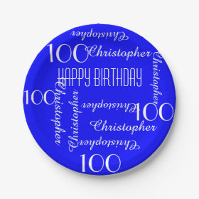 Paper Plates, 100th Birthday Party Repeating Names 7 Inch Paper Plate