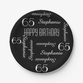 Paper Plates, 65th Birthday Party Repeating Names 7 Inch Paper Plate