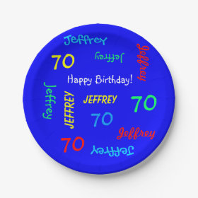Paper Plates, 70th Birthday Party, Repeating Names 7 Inch Paper Plate