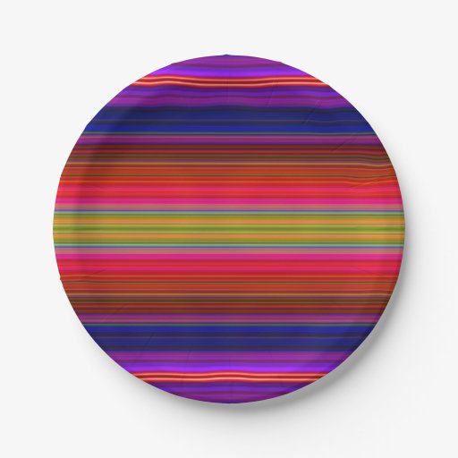 Paper Plates Bright Neon Fiesta Stripes Pattern Zazzle