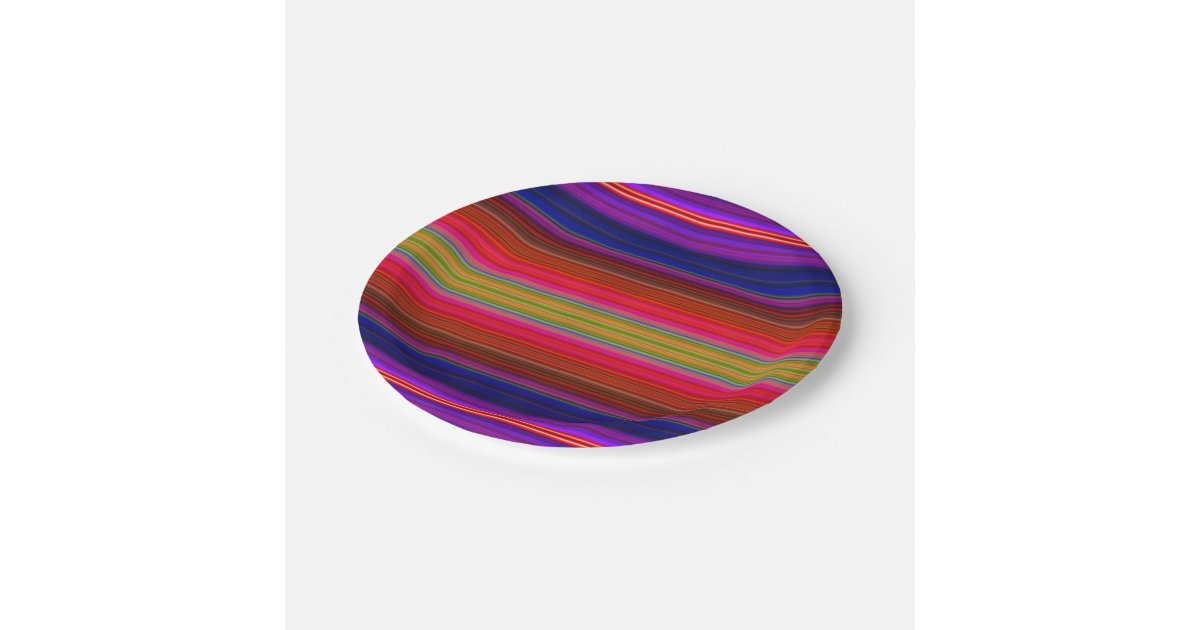 Paper Plates Bright Neon Fiesta Stripes Pattern Zazzle