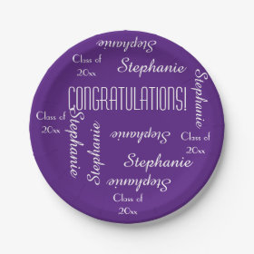 Paper Plates, Graduation Party Repeating Names 7 Inch Paper Plate