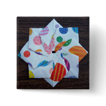 Paper Star With Eight Points Pinback Button