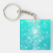 Paper Stars and Moon Fantasy Celestial Art Acrylic Keychains