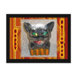 Papier Mache Halloween Cat Matching Items Postcard