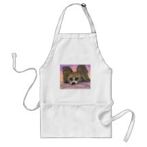 Papillon butterfly dog waiting aprons