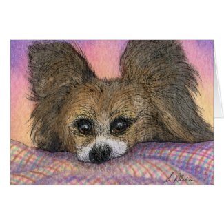Papillon butterfly dog waiting greeting card