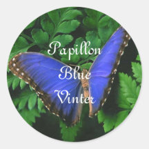 Papillon Butterfly Wine Labels Round Stickers