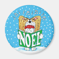 Papillon Christmas Caroler RW magnets