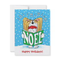 Papillon Christmas Caroler RW Personalized Announcement
