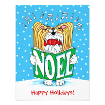 Papillon Christmas Caroler RW Personalized Announcement