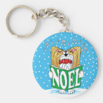 Papillon Christmas Caroler RW keychains
