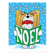 Papillon Christmas Caroler RW postcards