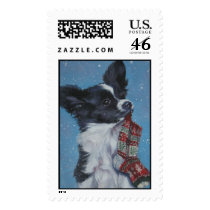 Papillon Christmas postage stamp