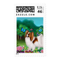 Papillon Dog in Garden Postage postage by twopurringcats Papillon Dog in Garden Postage postage