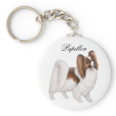 Papillon Dog Keychain