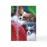 PAPILLON DOGS HOLIDAY Card PAPILLON DOGS HOLIDAY Card