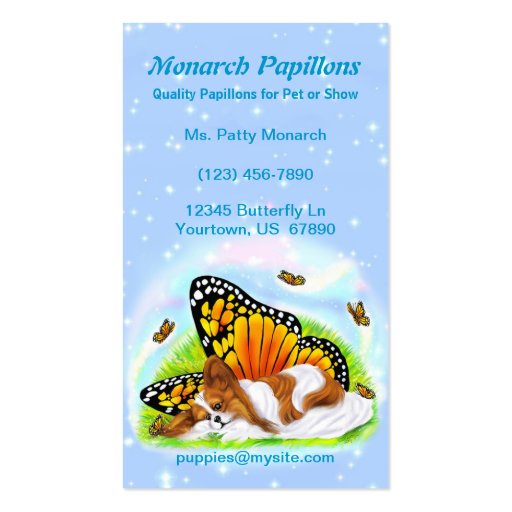 Papillon Mystical Monarch Business Cards (front side)