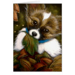 PAPILLON PUPPY DOG AUTUMN Card PAPILLON PUPPY DOG AUTUMN Card