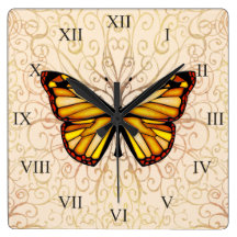 Papillon Square Wallclock