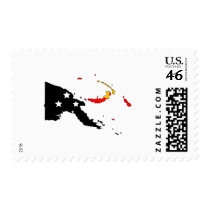 Papua New Guinea flag map postage