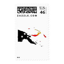 Papua New Guinea flag map postage