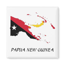 Papua NewGuine Flag Map Refrigerator Magnet